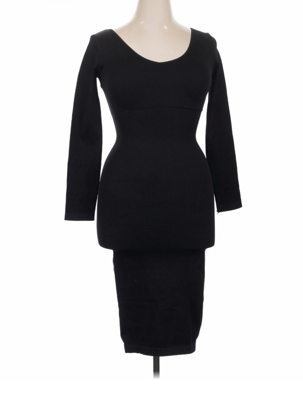 Classic Black Long-Sleeve Sheath Dress